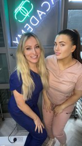 Cara, the founder of Cosmetic Tattoo Clinic with a member of her team.